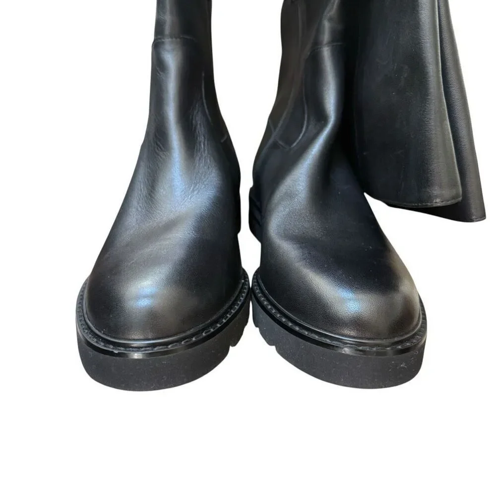 Stuart Wetzman Chicago over the knee thigh black leather boots size 7.5 NWOB